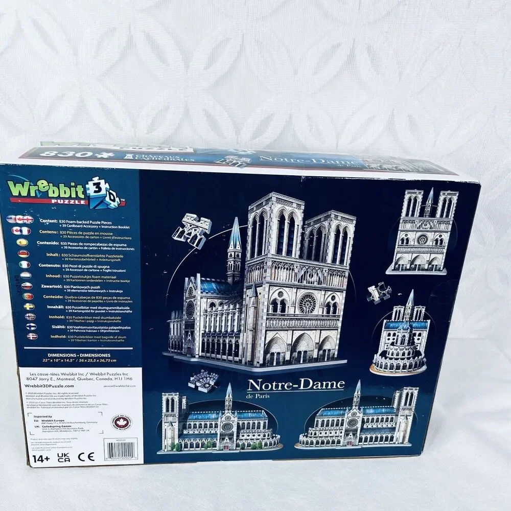 Wrebbit 3D Notre-Dame de‎ Paris 830 Piece 3D Jigsaw Puzzle